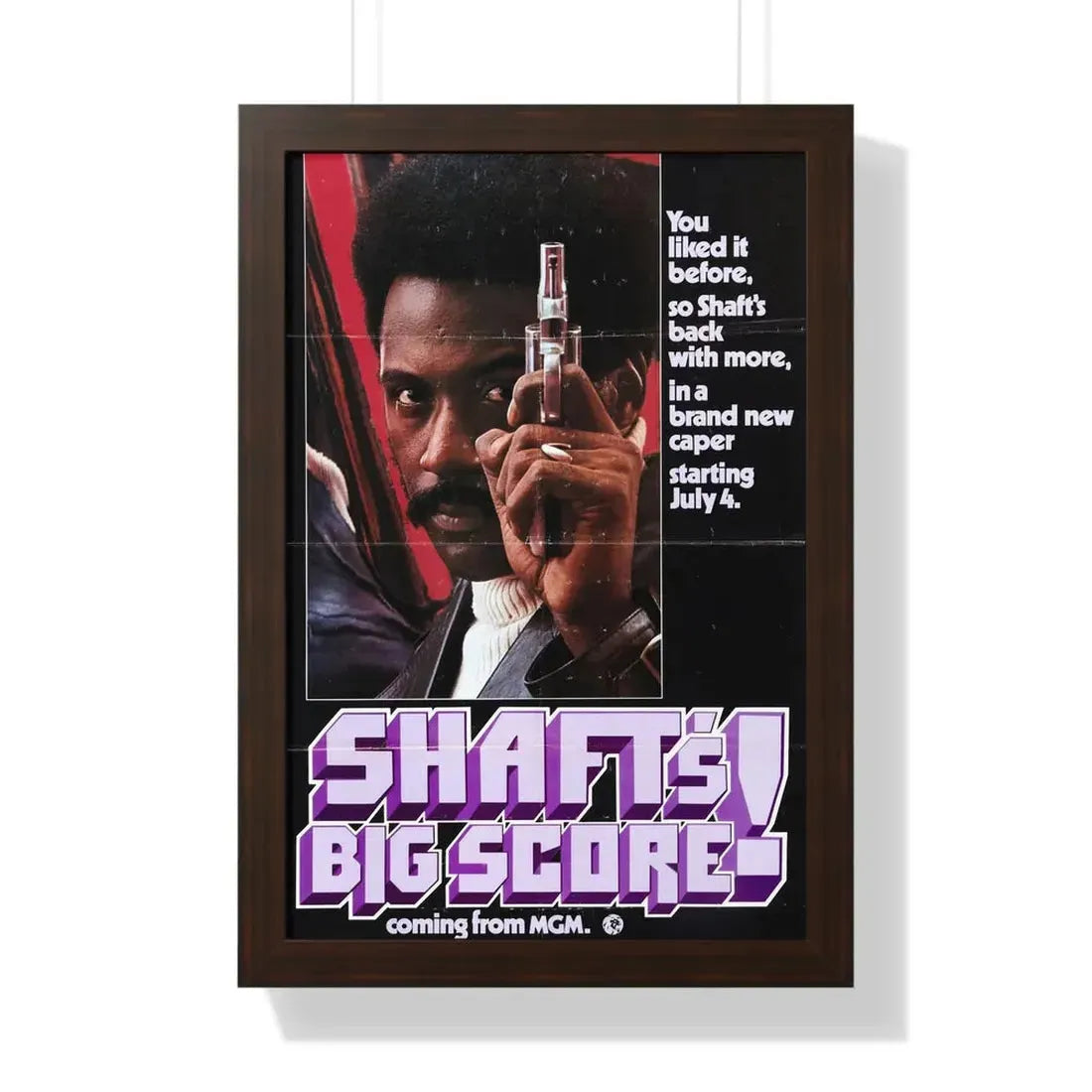 SHAFT'S BIG SCORE! (2) 1972 - Framed Movie Poster 16″ x 24″ Walnut - The Sticker Space