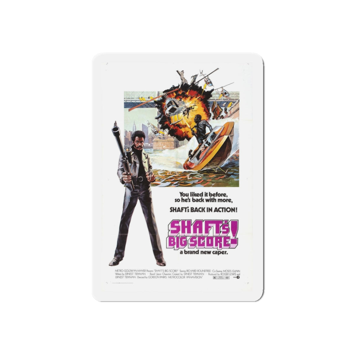 SHAFT'S BIG SCORE! 1972 Movie Poster - Refrigerator Magnet-3" x 3"-The Sticker Space