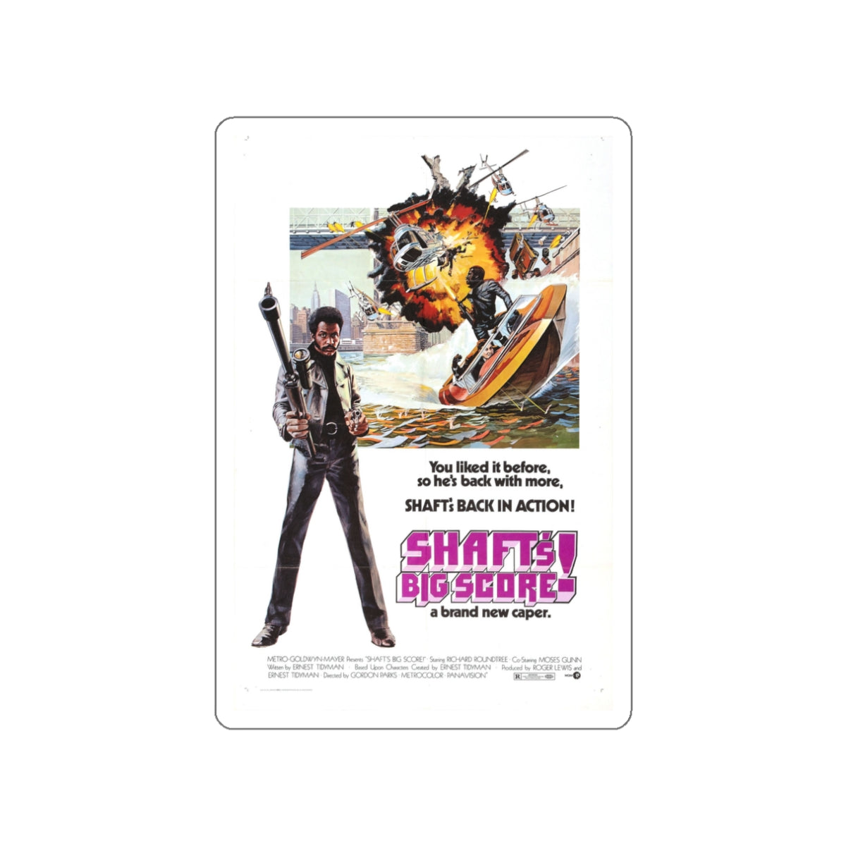 SHAFT'S BIG SCORE! 1972 Movie Poster STICKER Vinyl Die-Cut Decal-White-The Sticker Space