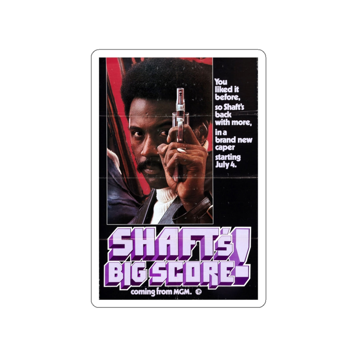 SHAFT'S BIG SCORE! (2) 1972 Movie Poster STICKER Vinyl Die-Cut Decal-White-The Sticker Space