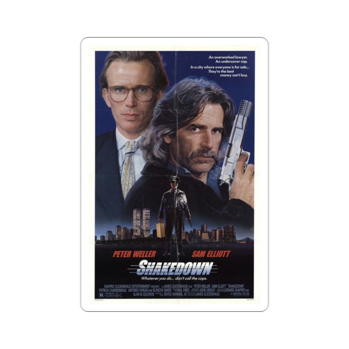 Shakedown 1988 Movie Poster STICKER Vinyl Die-Cut Decal-2 Inch-The Sticker Space