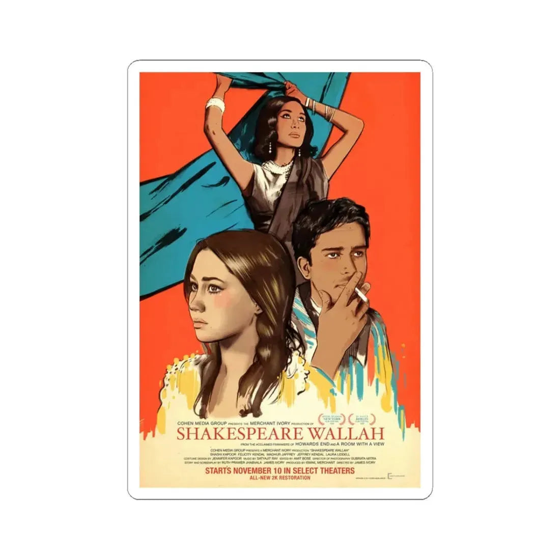 Shakespeare Wallah 1965 Movie Poster - STICKER Vinyl Kiss-Cut Decal 3 Inch White - The Sticker Space