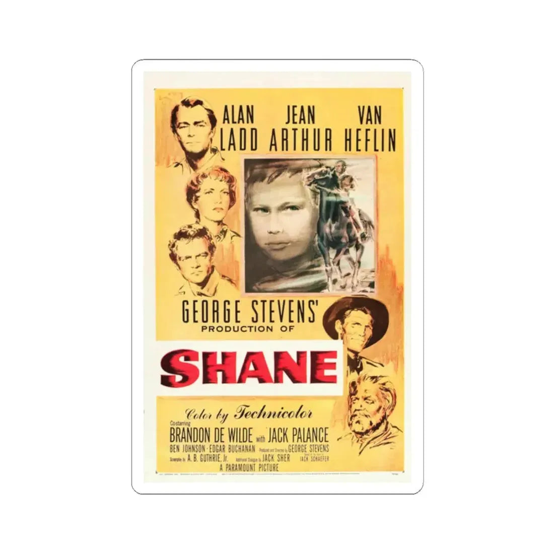 Shane 1953 Movie Poster - STICKER Vinyl Kiss-Cut Decal 2 Inch White - The Sticker Space