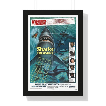 SHARKS TREASURE 1975 - Framed Movie Poster 16″ x 24″ Black - The Sticker Space