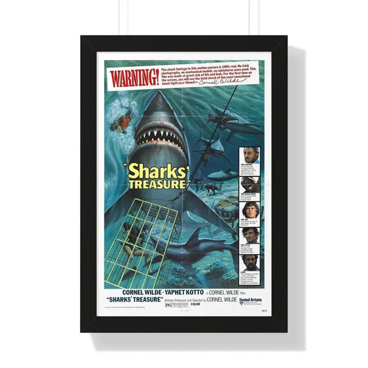 SHARKS TREASURE 1975 - Framed Movie Poster 16″ x 24″ Black - The Sticker Space
