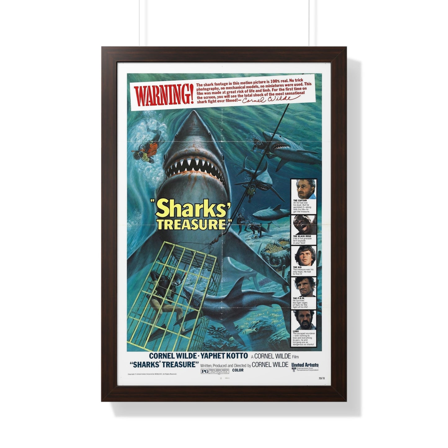 SHARKS TREASURE 1975 - Framed Movie Poster-20" x 30"-The Sticker Space