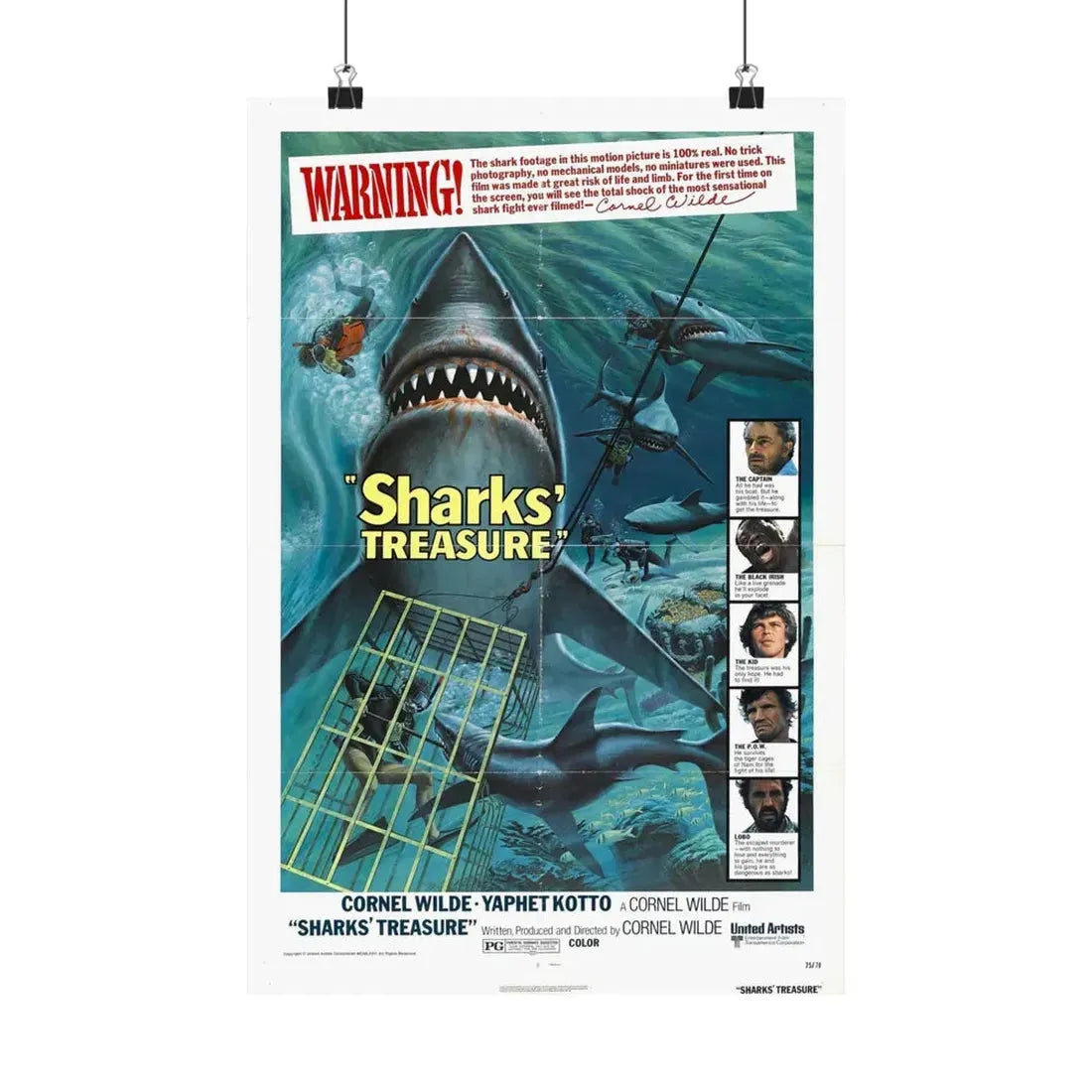 SHARKS TREASURE 1975 - Paper Movie Poster 12″ x 18″ Matte - The Sticker Space