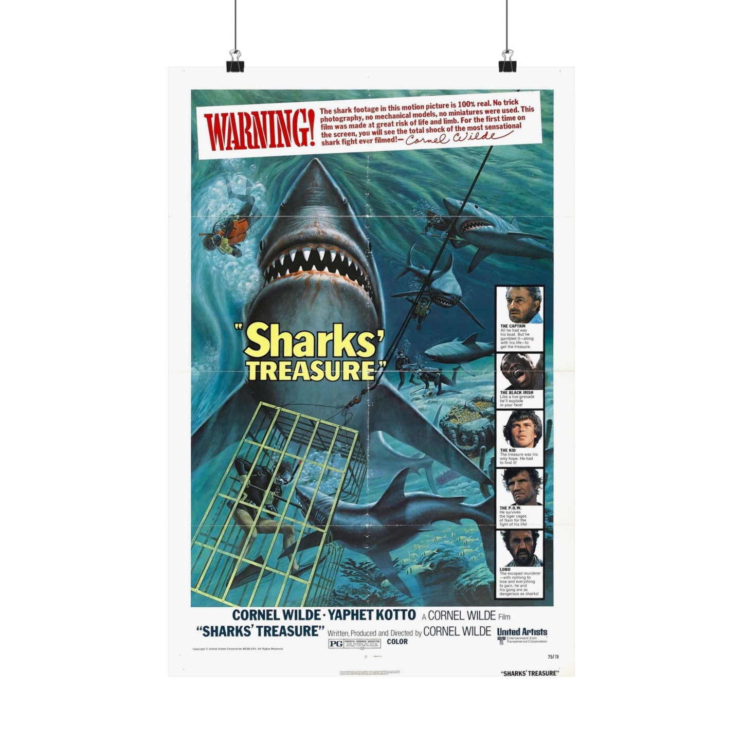 SHARKS TREASURE 1975 - Paper Movie Poster-16″ x 24″-The Sticker Space