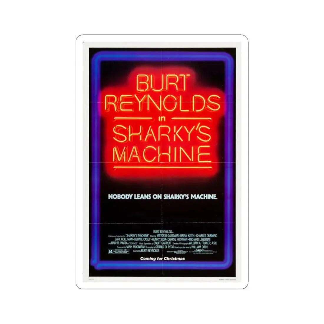 Sharky's Machine 1981 Movie Poster - STICKER Vinyl Kiss-Cut Decal 4 Inch White - The Sticker Space