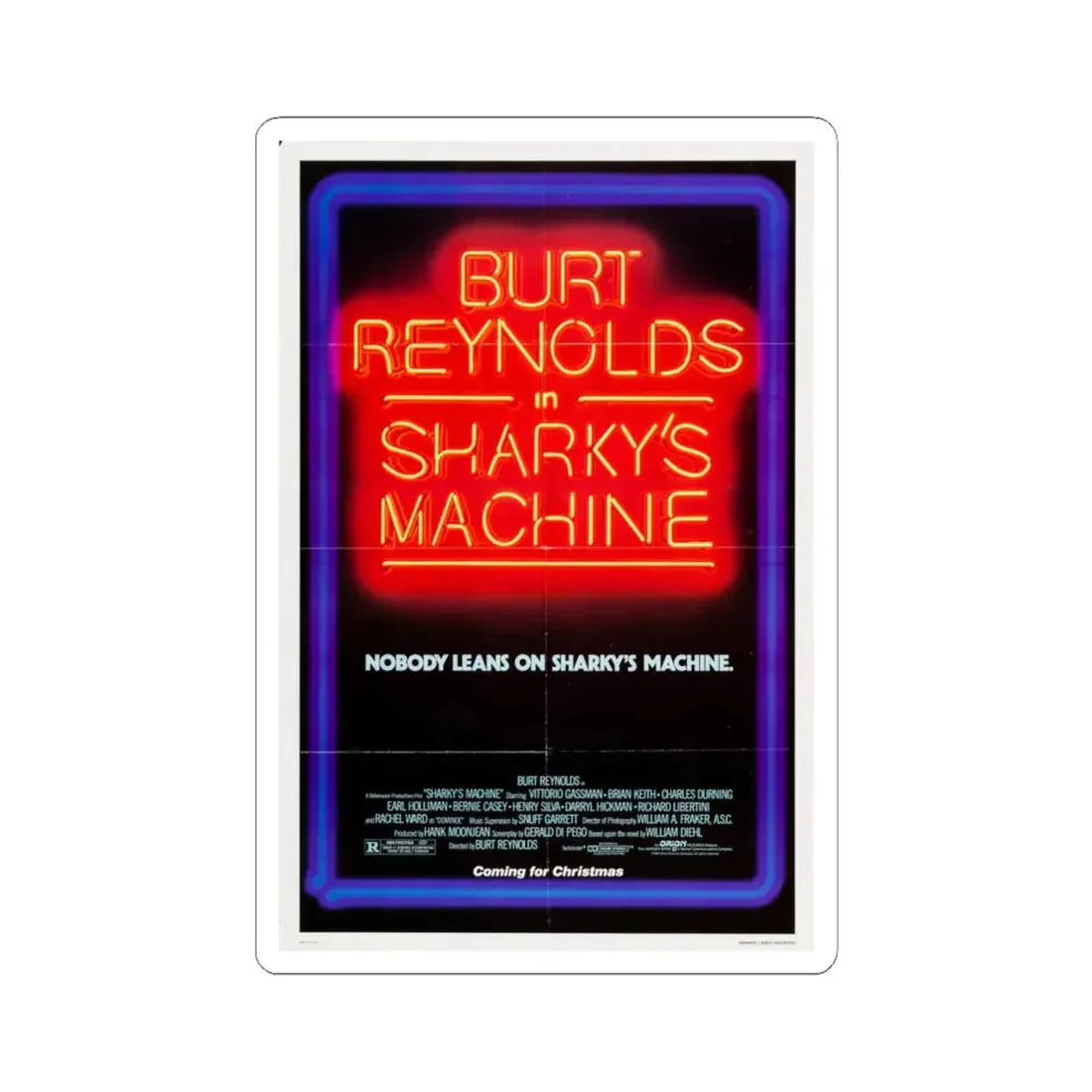 Sharky's Machine 1981 Movie Poster - STICKER Vinyl Kiss-Cut Decal 6 Inch White - The Sticker Space