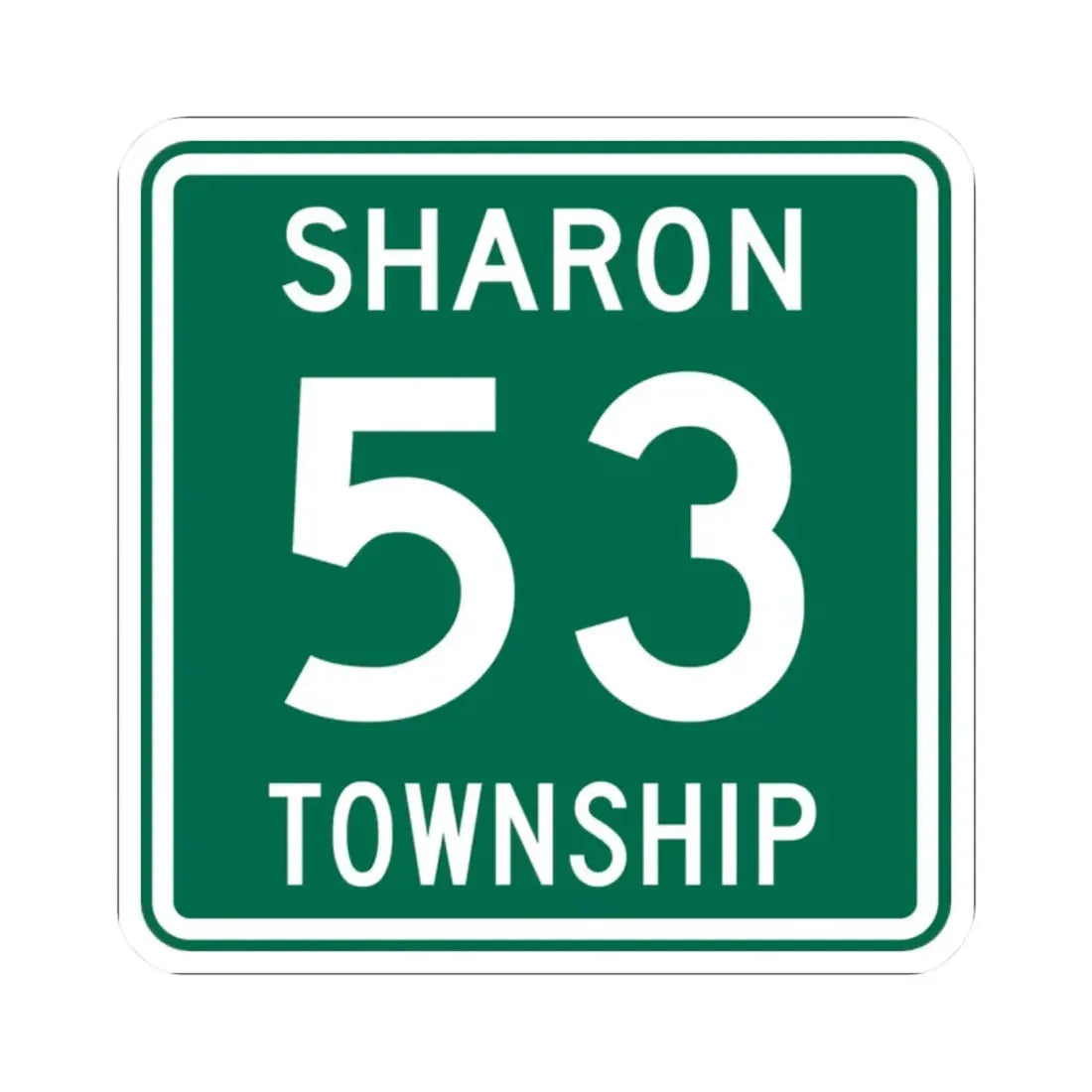 Sharon Township Route 53 Medina County Ohio (Ohio) (Road Sign) STICKER Vinyl Kiss-Cut Decal 2 Inch White - The Sticker Space