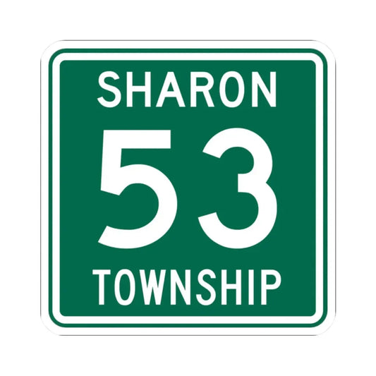 Sharon Township Route 53 Medina County Ohio (Ohio) (Road Sign) STICKER Vinyl Kiss-Cut Decal 2 Inch White - The Sticker Space