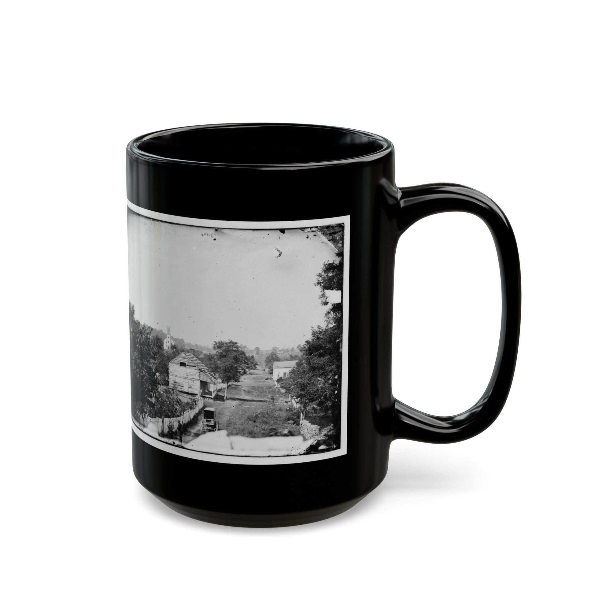 Sharpsburg, Md. View With Episcopal Church In Distance (U.S. Civil War) Black Coffee Mug-The Sticker Space