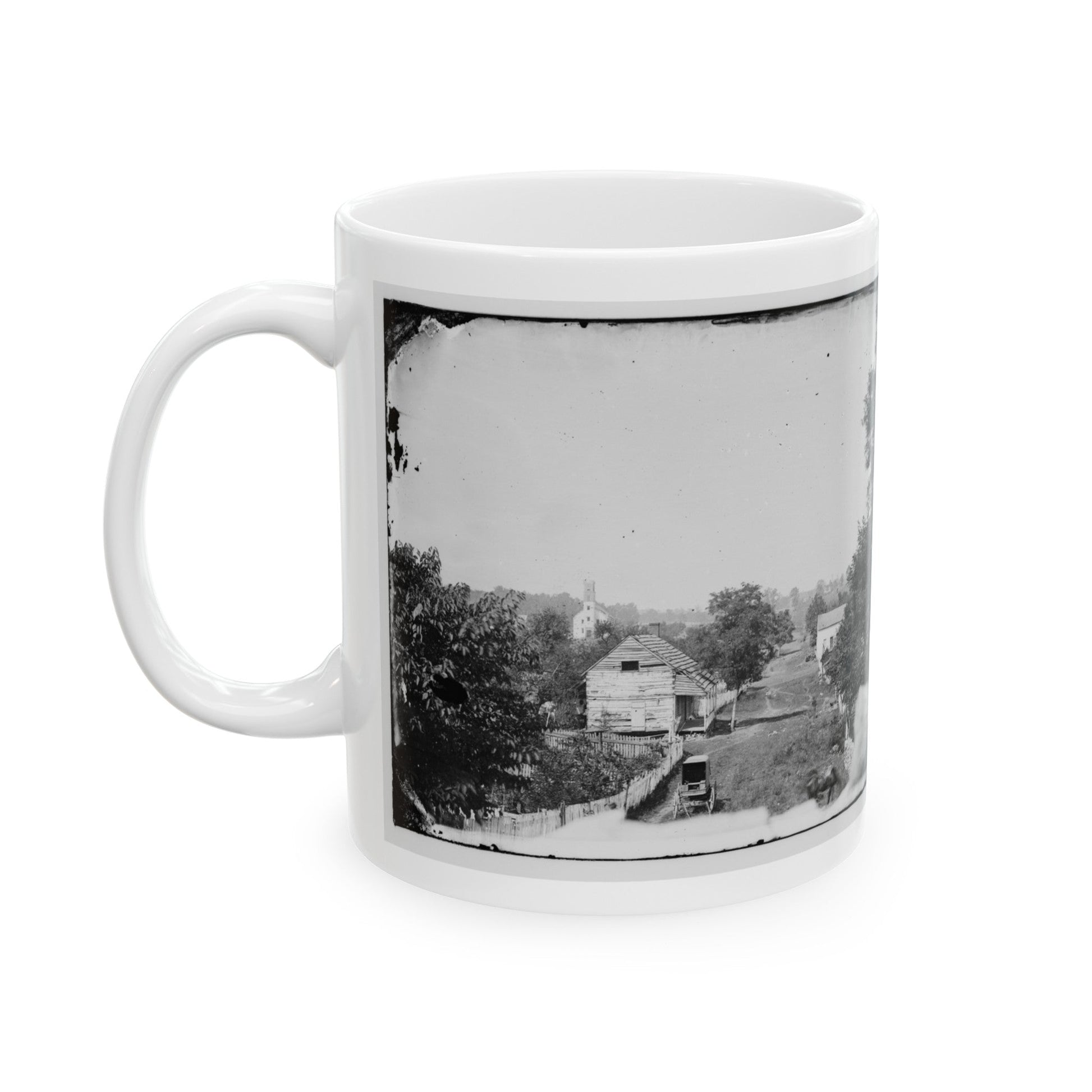 Sharpsburg, Md. View With Episcopal Church In Distance (U.S. Civil War) White Coffee Mug-The Sticker Space