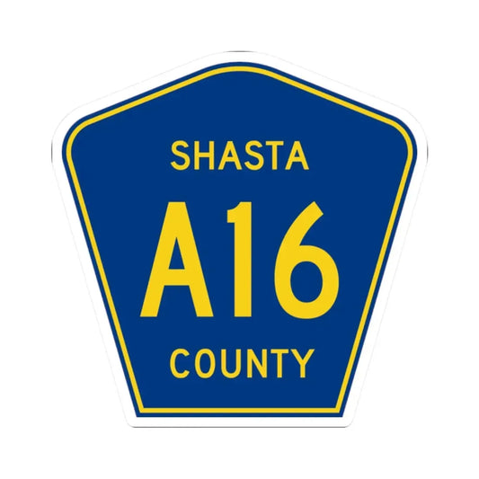 Shasta County A16 (California) (Road Sign) STICKER Vinyl Kiss-Cut Decal 2 Inch White - The Sticker Space