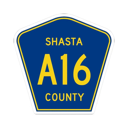 Shasta County A16 (California) (Road Sign) STICKER Vinyl Kiss-Cut Decal 3 Inch White - The Sticker Space