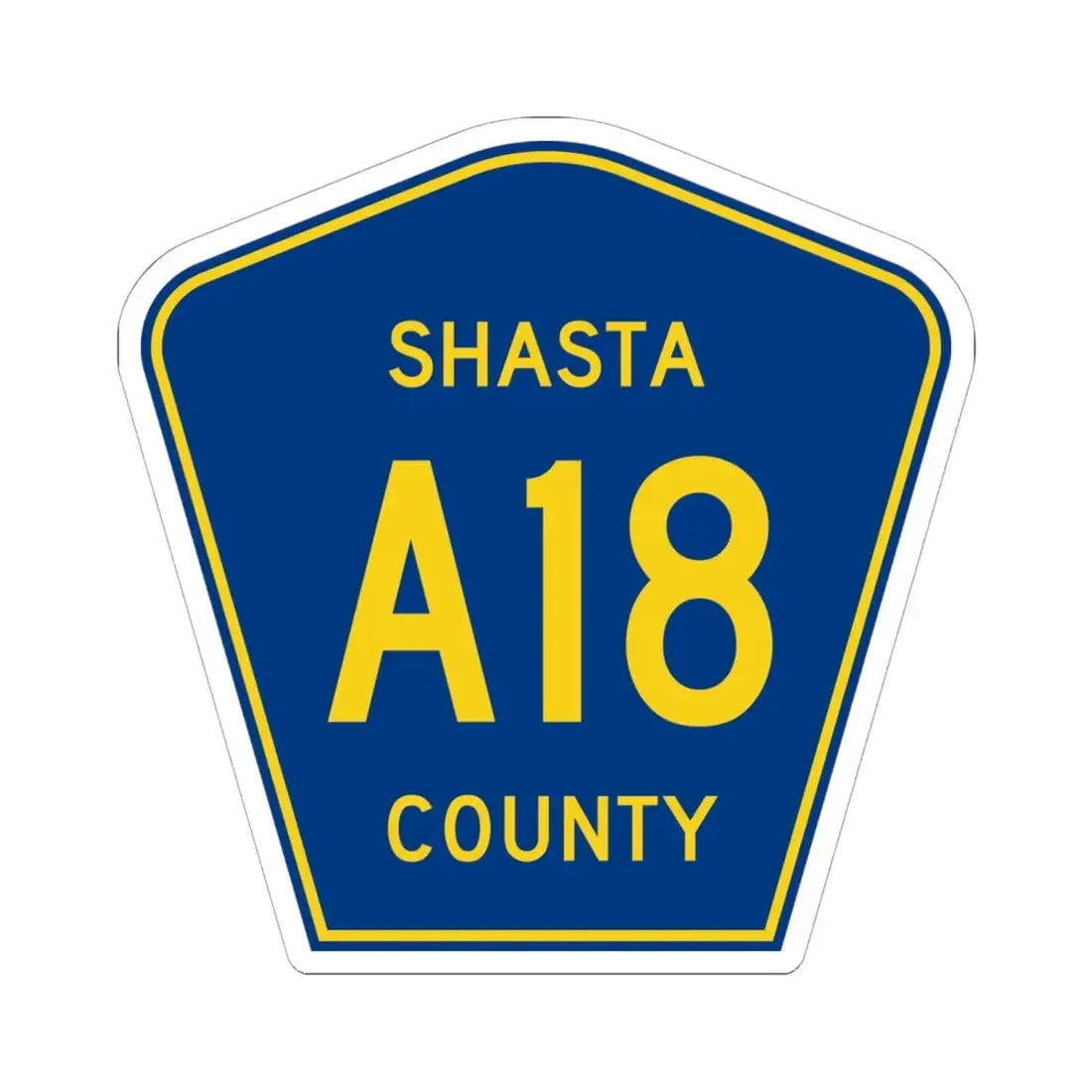 Shasta County A18 (California) (Road Sign) STICKER Vinyl Kiss-Cut Decal 6 Inch White - The Sticker Space