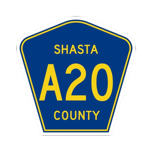Shasta County A20 (California) (Road Sign) STICKER Vinyl Kiss-Cut Decal 2 Inch White - The Sticker Space