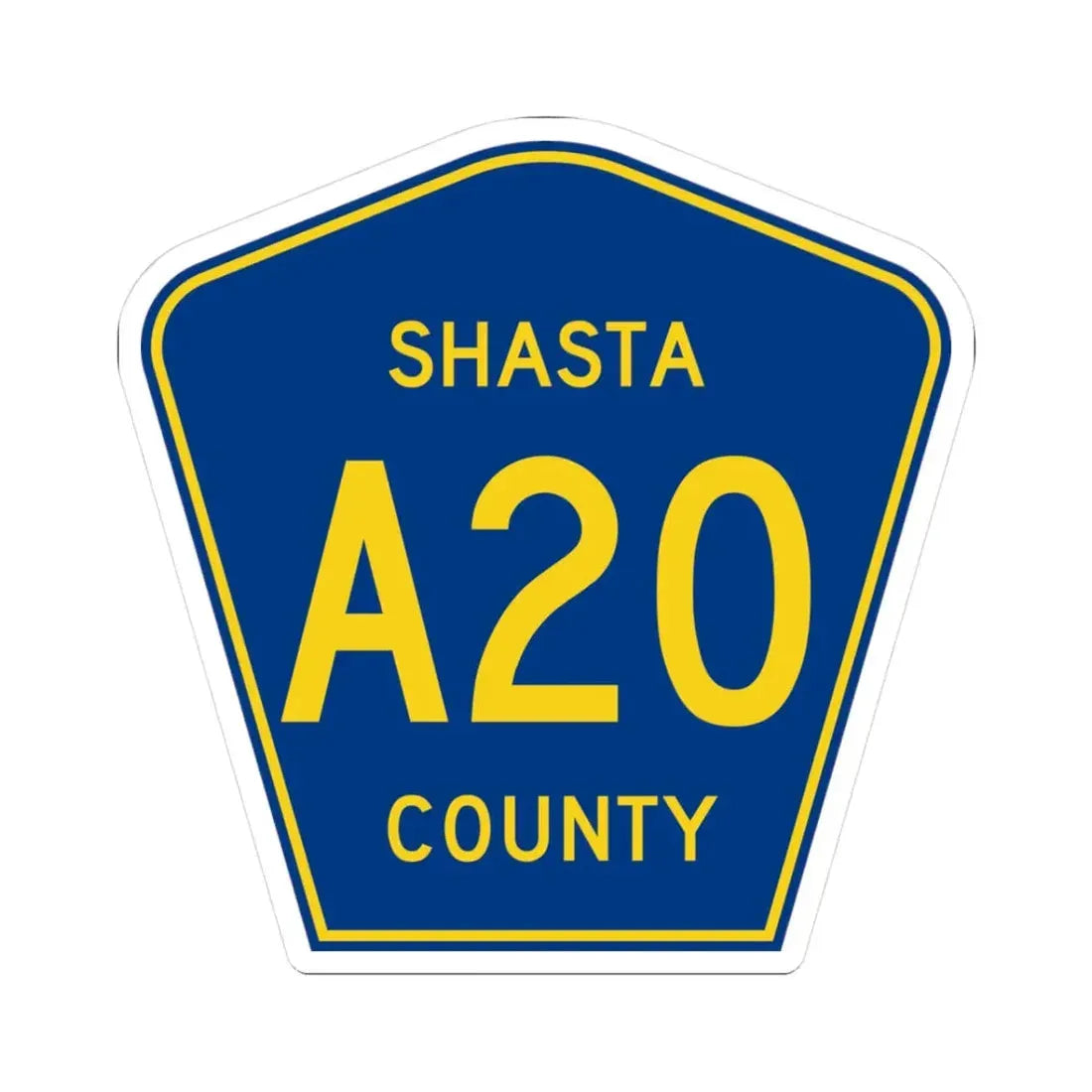 Shasta County A20 (California) (Road Sign) STICKER Vinyl Kiss-Cut Decal 3 Inch White - The Sticker Space