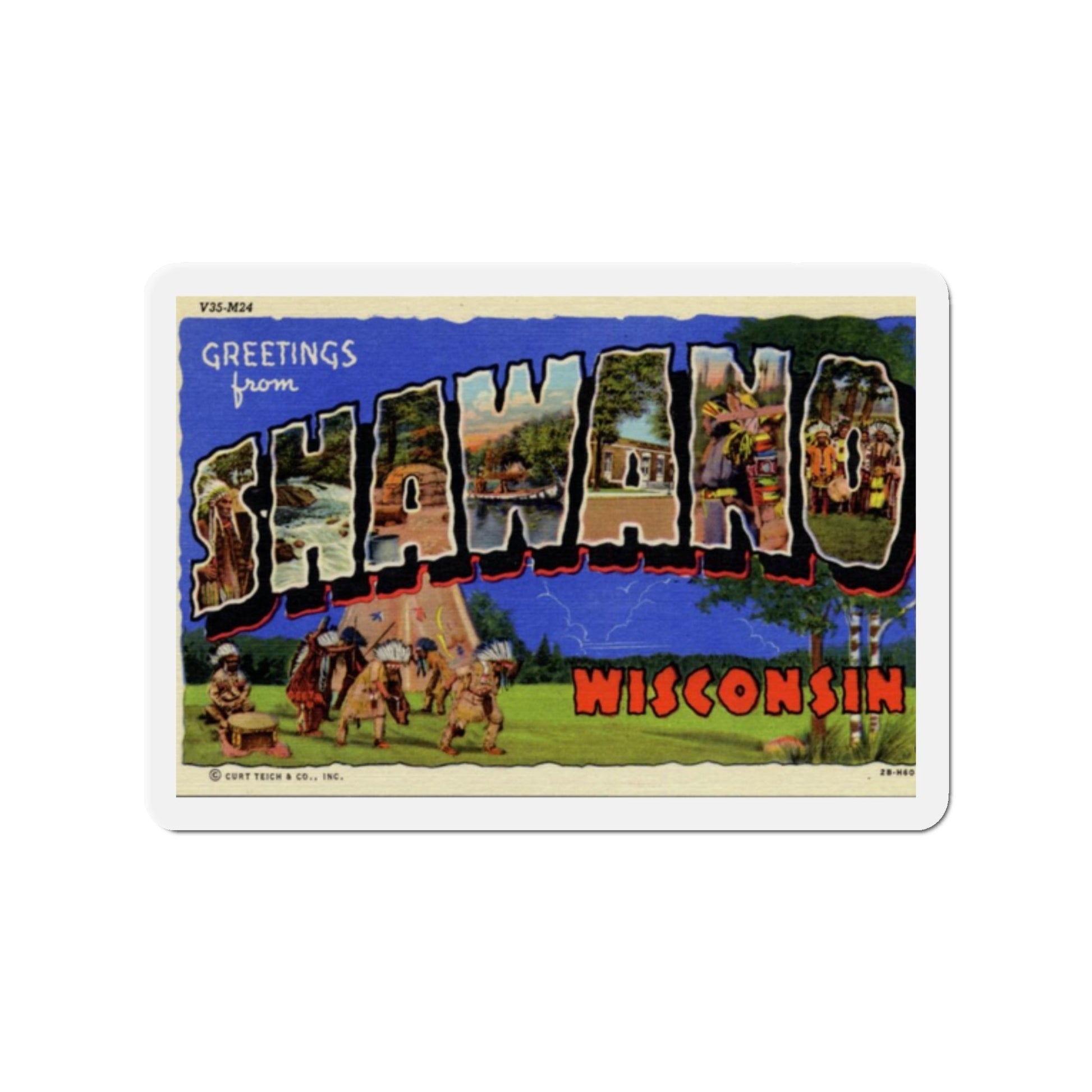 Shawano Wisconsin (Greeting Postcards) Die-Cut Magnet-2" x 2"-The Sticker Space