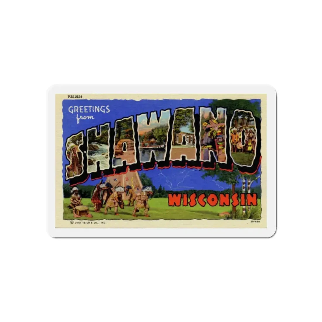 Shawano Wisconsin (Greeting Postcards) Refrigerator Magnet 5 Inch - The Sticker Space