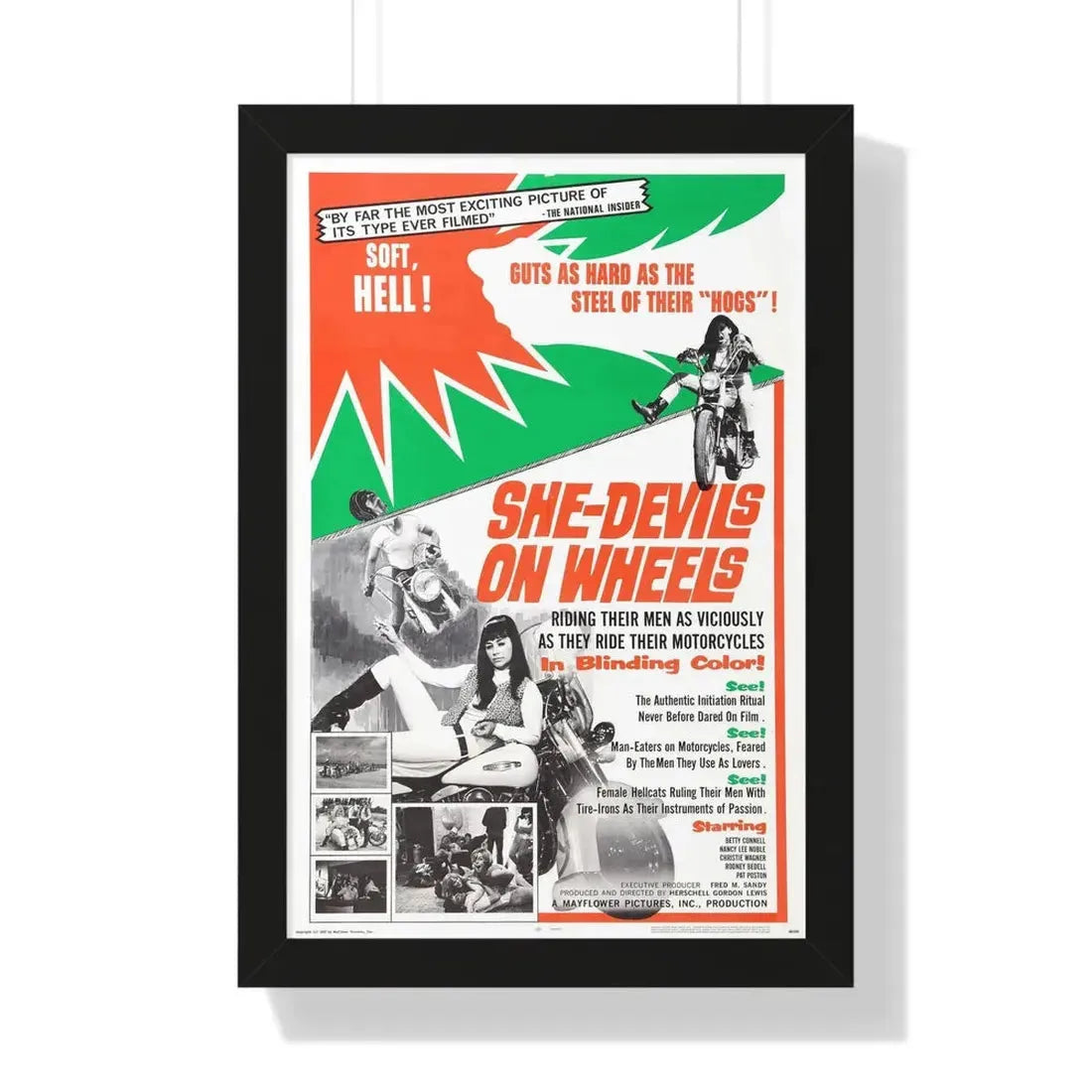 SHE DEVILS ON WHEELS 1968 - Framed Movie Poster 16″ x 24″ Black - The Sticker Space