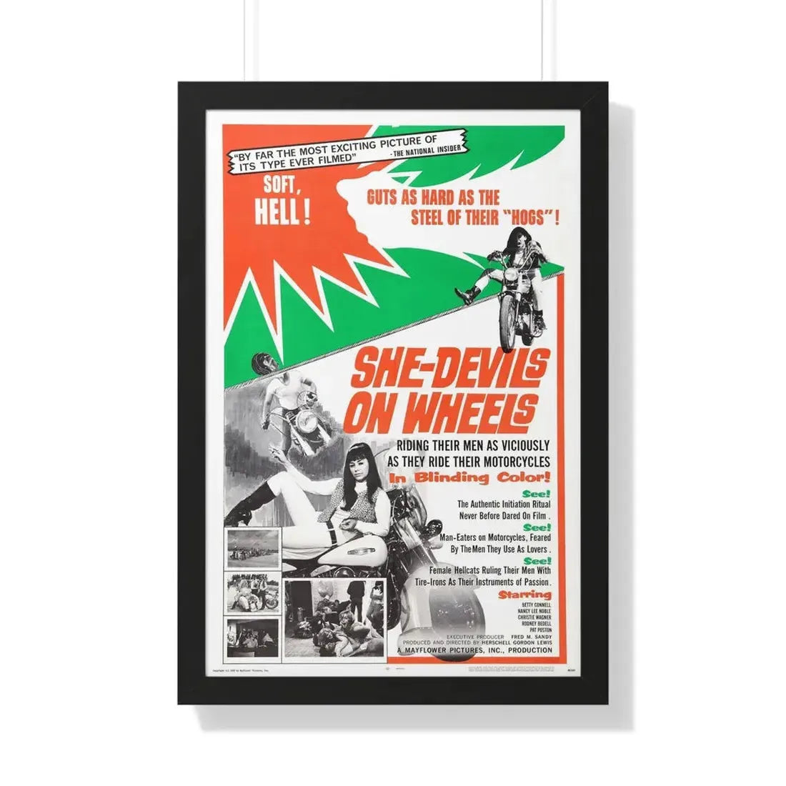 SHE DEVILS ON WHEELS 1968 - Framed Movie Poster 20" x 30" Black - The Sticker Space