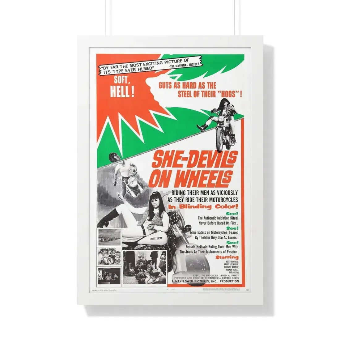 SHE DEVILS ON WHEELS 1968 - Framed Movie Poster 20" x 30" White - The Sticker Space