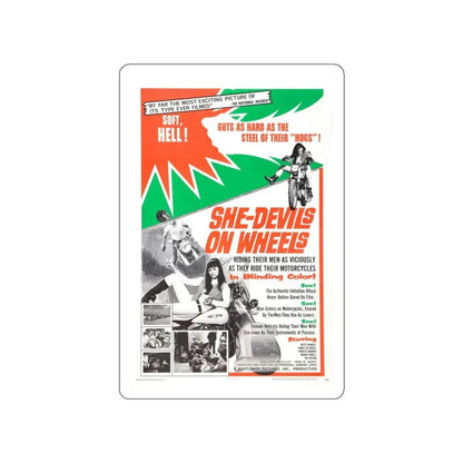 SHE DEVILS ON WHEELS 1968 Movie Poster STICKER Vinyl Die-Cut Decal 3 Inch - The Sticker Space