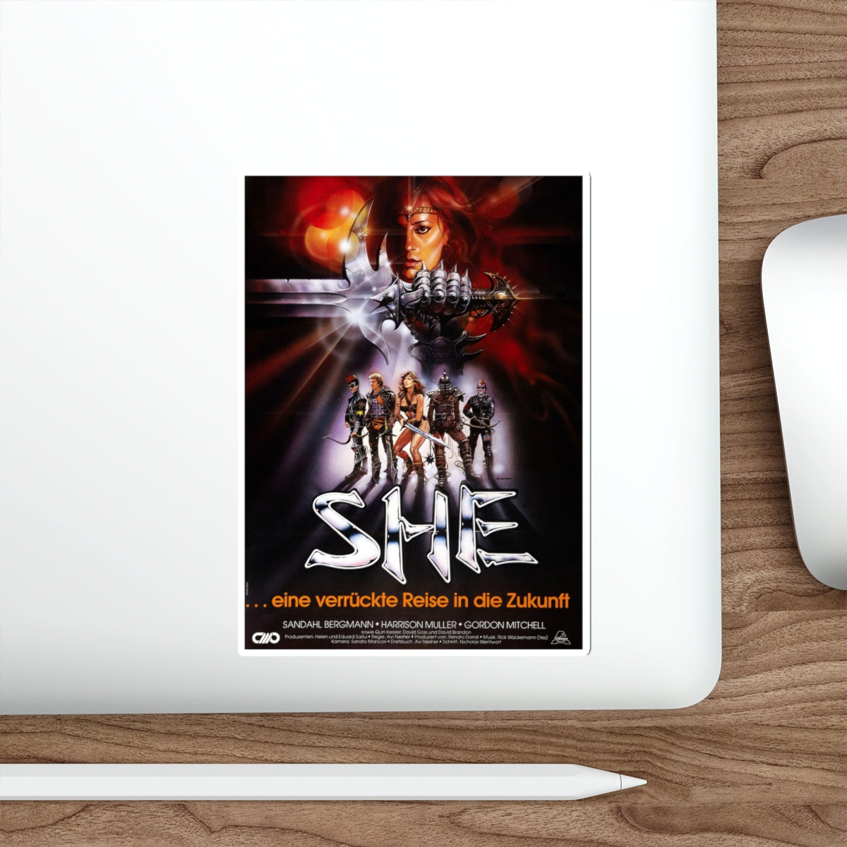 SHE (GERMAN) 1984 Movie Poster STICKER Vinyl Die-Cut Decal-The Sticker Space