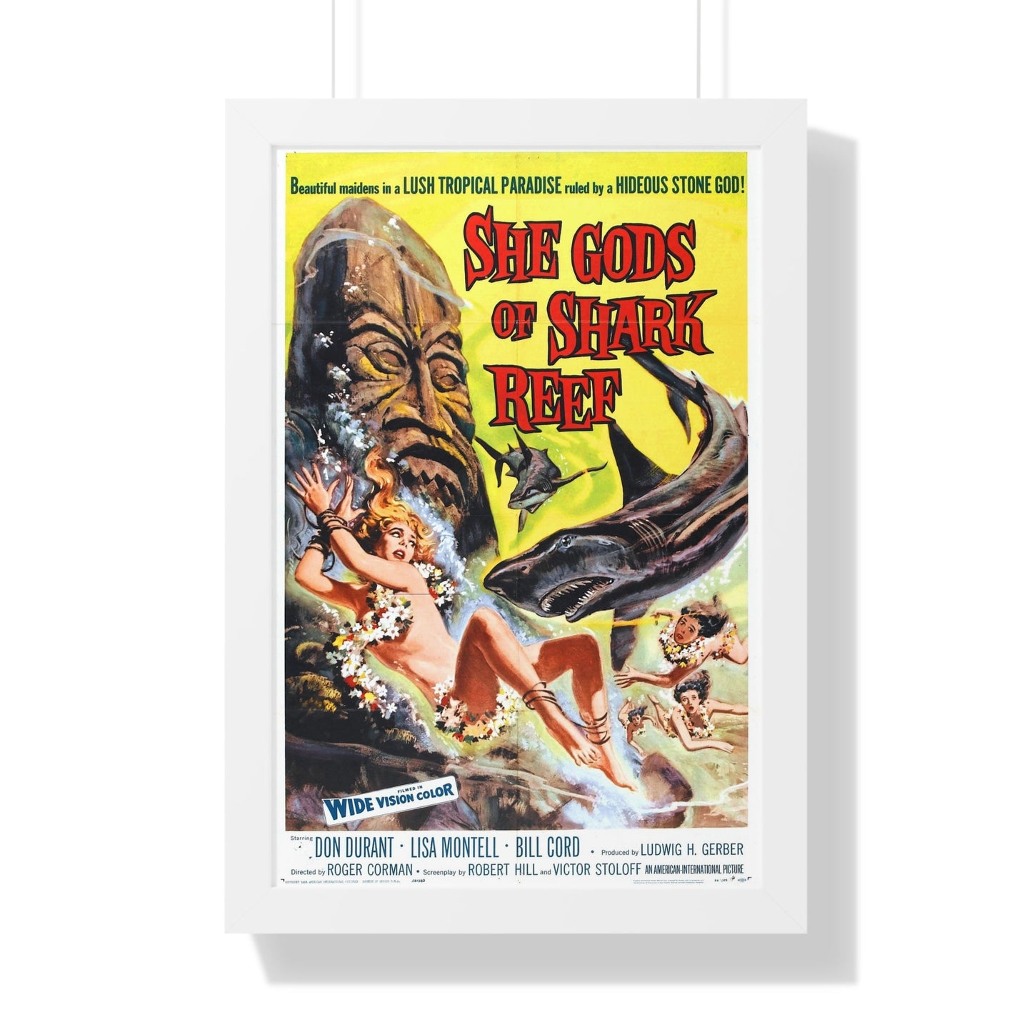 SHE GODS OF SHARK REEF 1958 - Framed Movie Poster-16″ x 24″-The Sticker Space