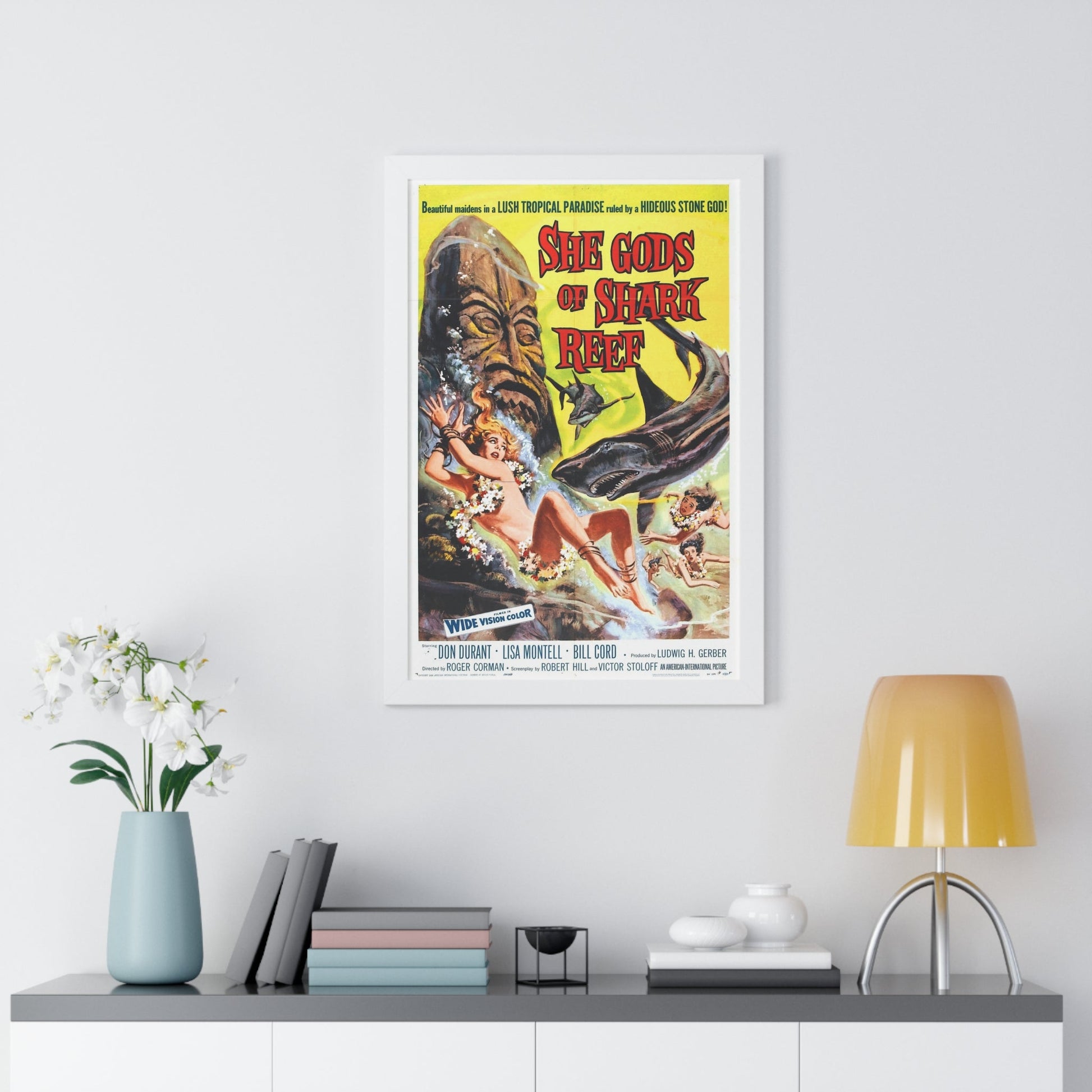 SHE GODS OF SHARK REEF 1958 - Framed Movie Poster-The Sticker Space