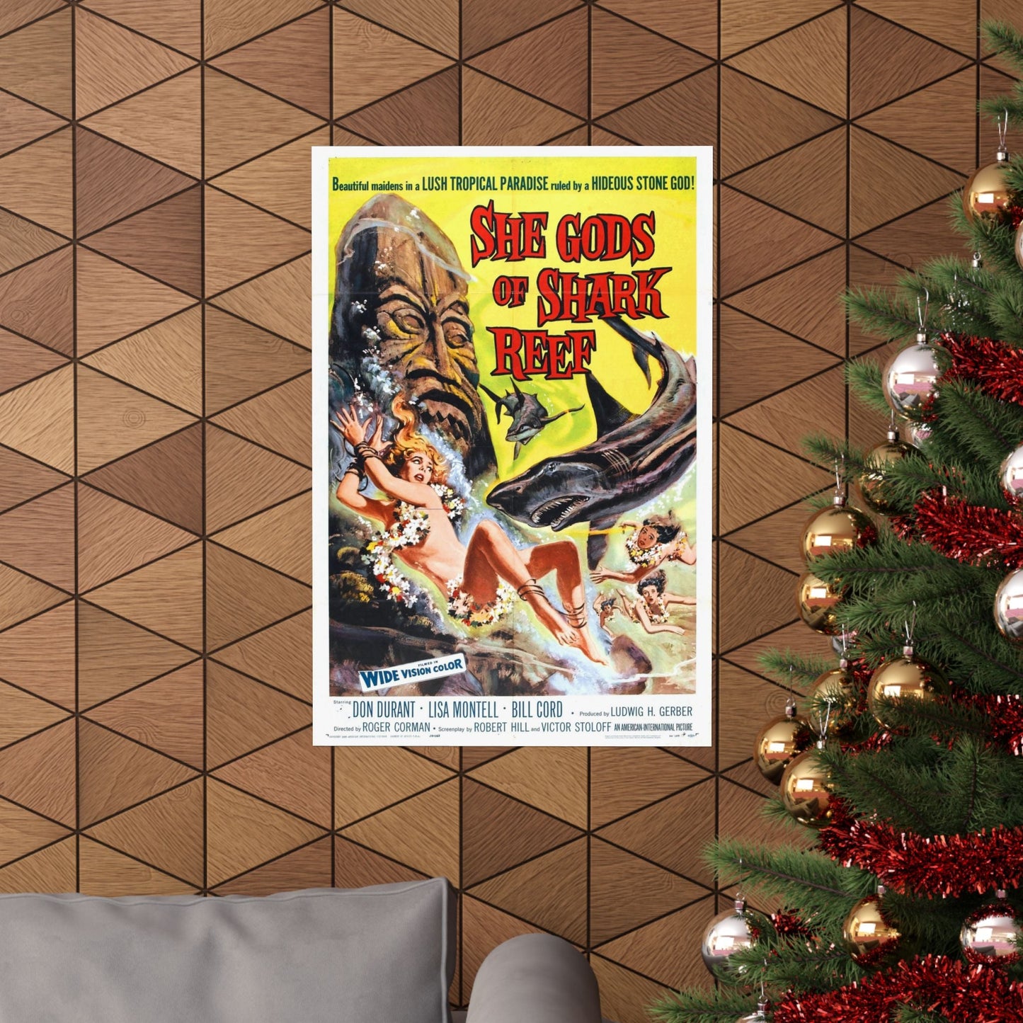 SHE GODS OF SHARK REEF 1958 - Paper Movie Poster-The Sticker Space