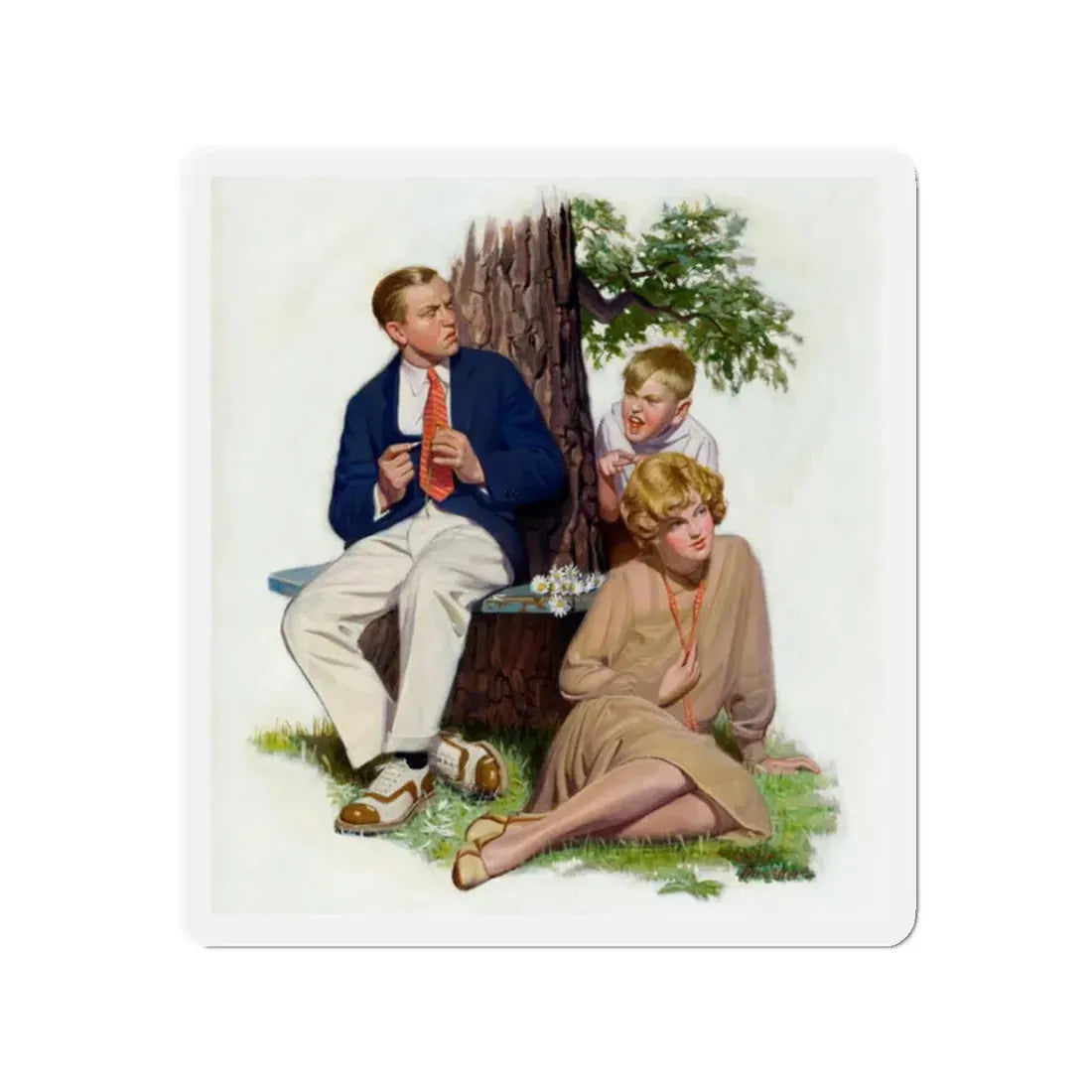 She Loves Me ...She Loves Me Not (Magazine Illustration) Refrigerator Magnet 2 Inch Die-Cut - The Sticker Space