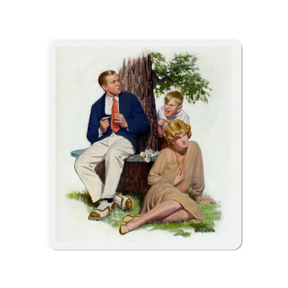 She Loves Me ...She Loves Me Not (Magazine Illustration) Refrigerator Magnet 2 Inch Die-Cut - The Sticker Space