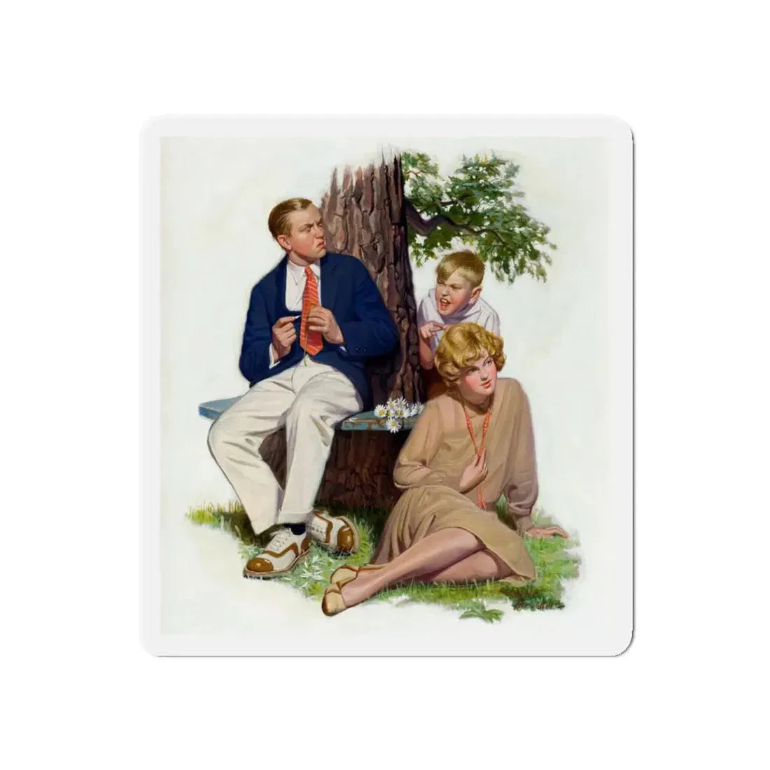 She Loves Me ...She Loves Me Not (Magazine Illustration) Refrigerator Magnet 3 Inch Die-Cut - The Sticker Space