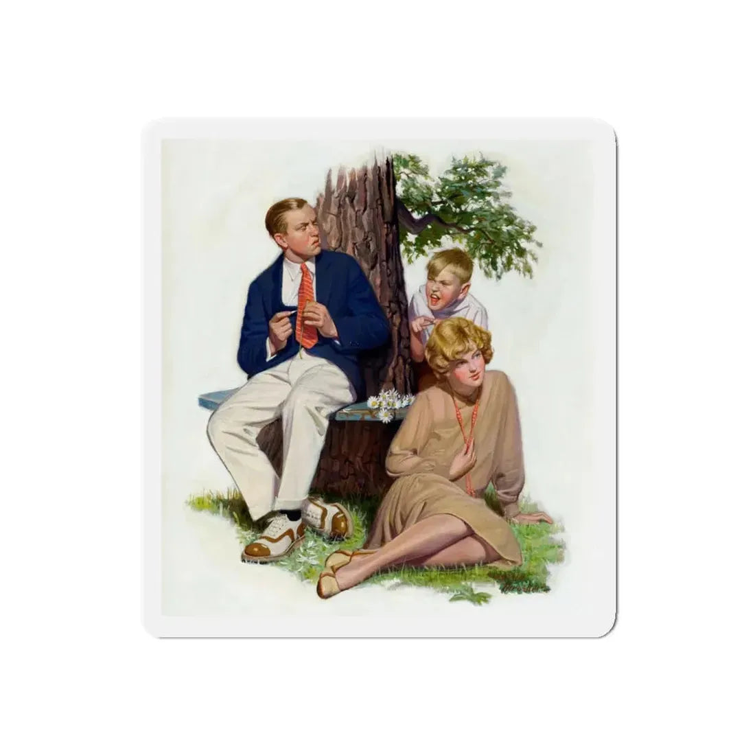 She Loves Me ...She Loves Me Not (Magazine Illustration) Refrigerator Magnet 4 Inch Die-Cut - The Sticker Space