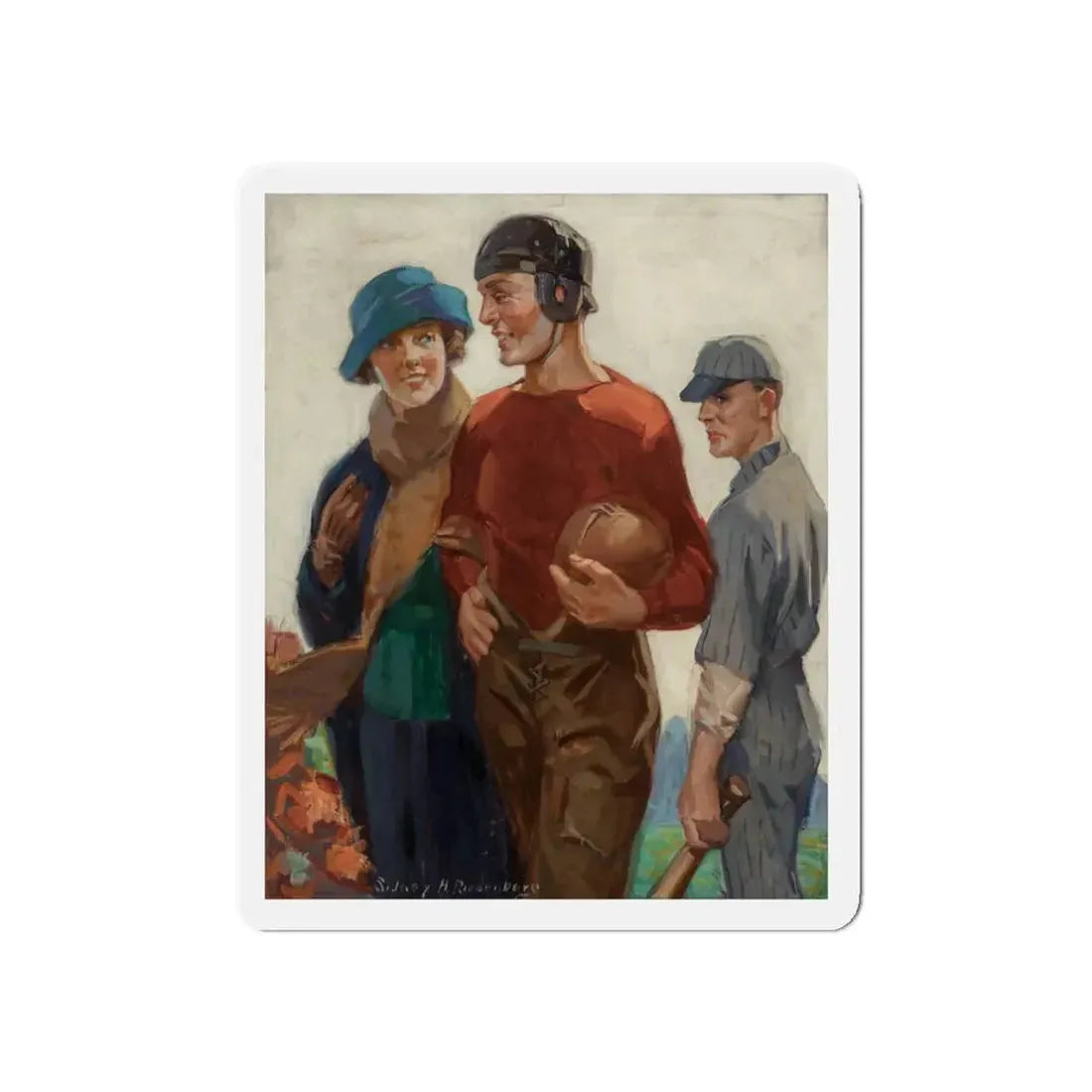 She Made Her Choice, 1930 (Magazine Illustration) Refrigerator Magnet 3 Inch Die-Cut - The Sticker Space