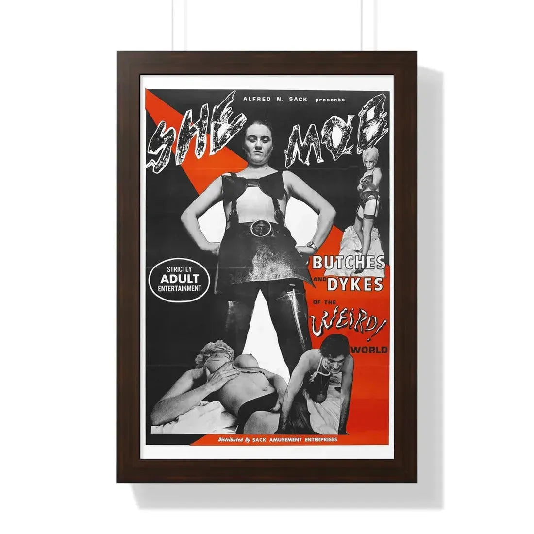 SHE MOB 1968 - Framed Movie Poster 16″ x 24″ Walnut - The Sticker Space
