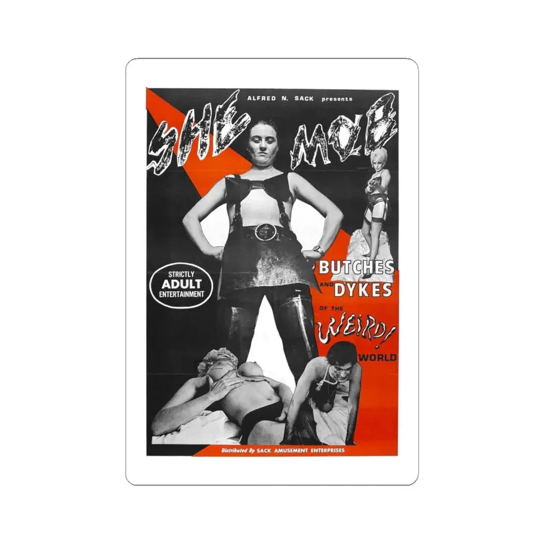 SHE MOB 1968 Movie Poster - STICKER Vinyl Kiss-Cut Decal 6 Inch White - The Sticker Space