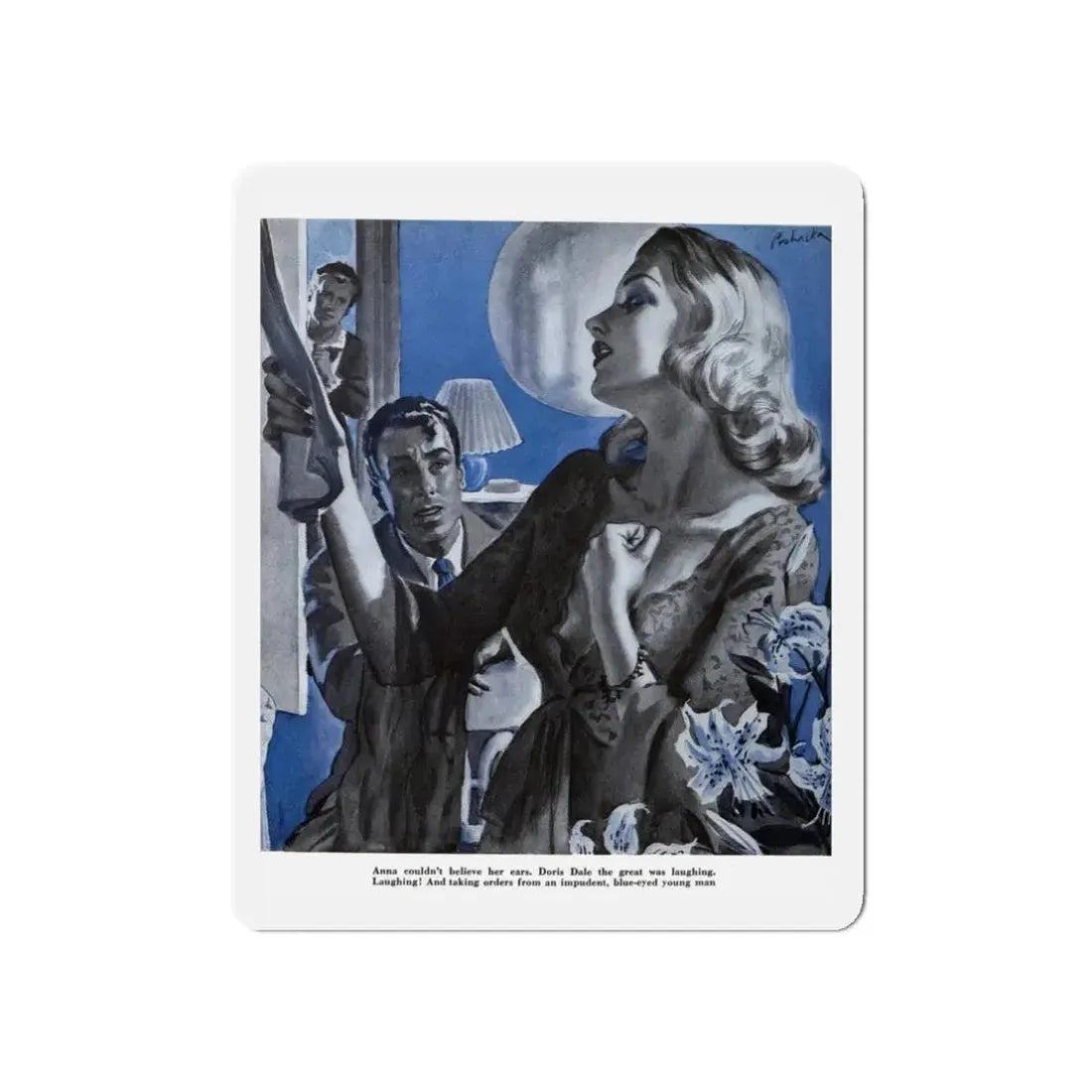 She Rustle of Silk, Good Housekeeping, January 1939 (Magazine Illustration) Refrigerator Magnet 3 Inch Die-Cut - The Sticker Space