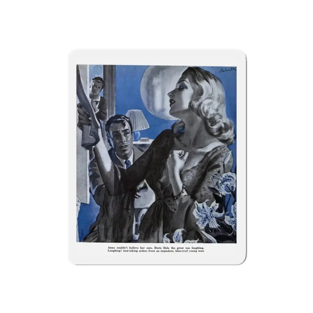 She Rustle of Silk, Good Housekeeping, January 1939 (Magazine Illustration) Refrigerator Magnet 4 Inch Die-Cut - The Sticker Space