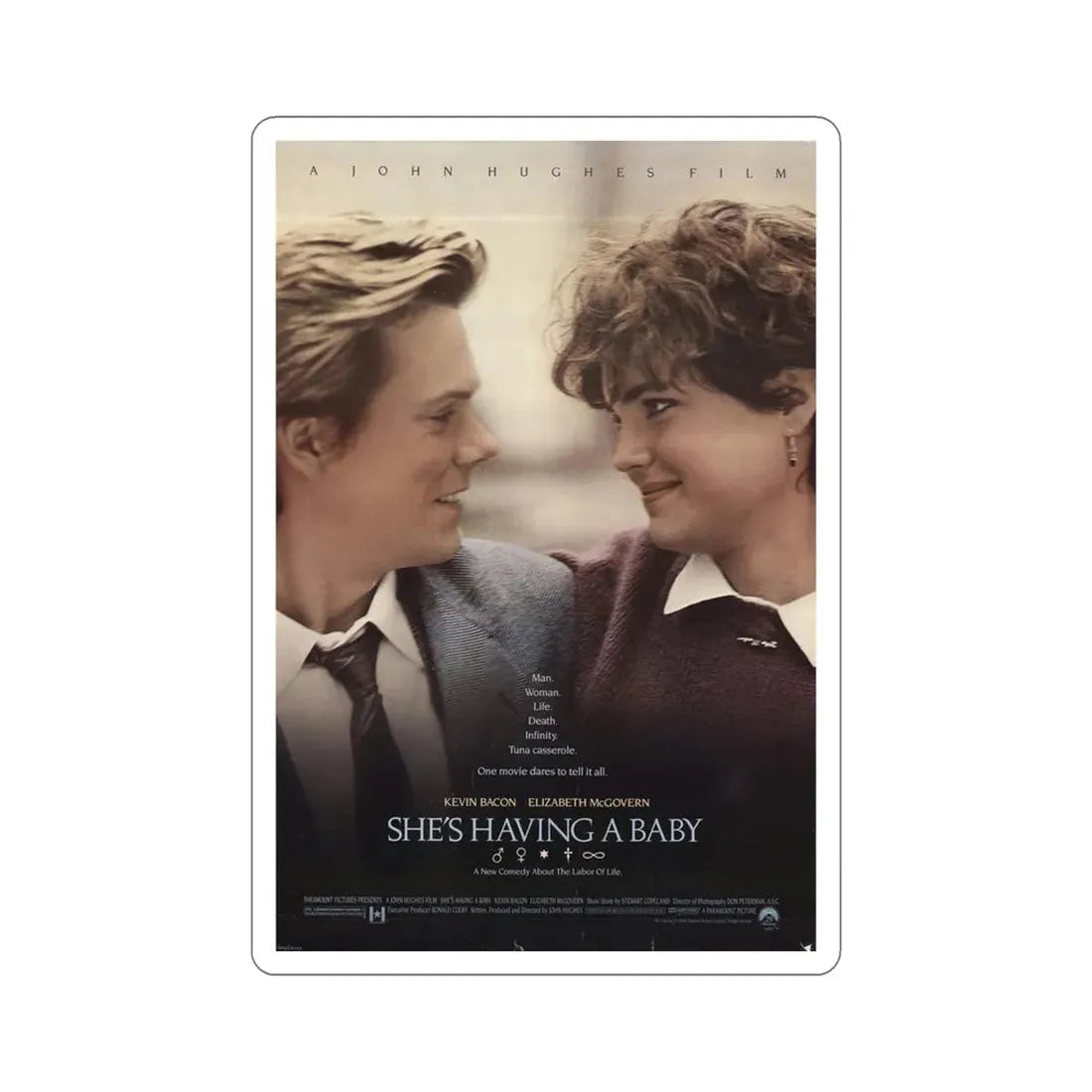She's Having a Baby 1988 Movie Poster STICKER Vinyl Die-Cut Decal 5 Inch - The Sticker Space