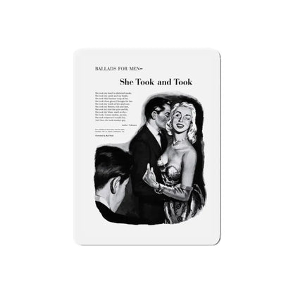 She Took and Took, Cavalier, May 1953 (Magazine Illustration) Refrigerator Magnet 6 Inch Die-Cut - The Sticker Space