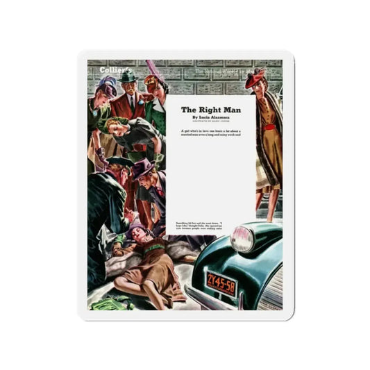 She Was Looking For the Right Man, 1940 (Magazine Illustration) Refrigerator Magnet 2 Inch Die-Cut - The Sticker Space