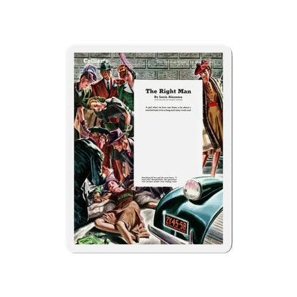 She Was Looking For the Right Man, 1940 (Magazine Illustration) Refrigerator Magnet 3 Inch Die-Cut - The Sticker Space