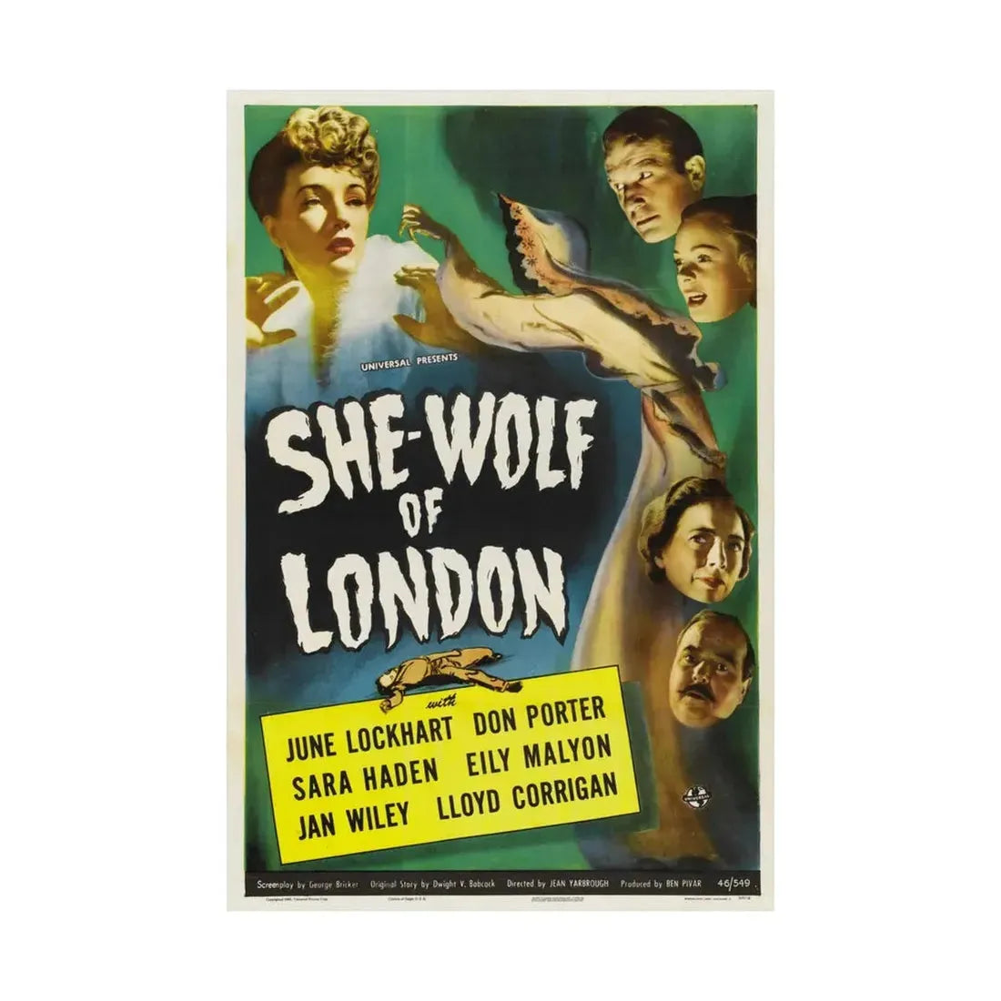 SHE-WOLF OF LONDON 1946 - Paper Movie Poster - The Sticker Space
