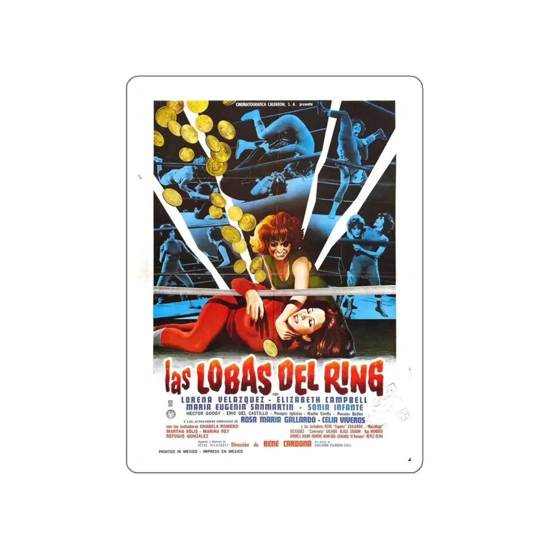 SHE WOLVES OF THE RING 1965 Movie Poster STICKER Vinyl Die-Cut Decal 6 Inch - The Sticker Space