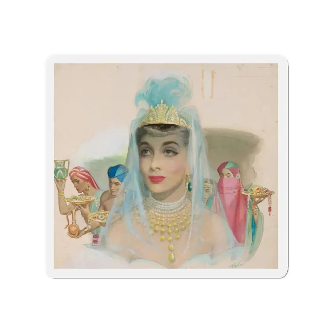 Sheba's Secret, The American Weekly story illustration (Magazine Illustration) Refrigerator Magnet 3 Inch Die-Cut - The Sticker Space