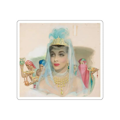 Sheba's Secret, The American Weekly story illustration (Magazine Illustration) STICKER Vinyl Die-Cut Decal White Die-Cut 4 Inch - The Sticker Space